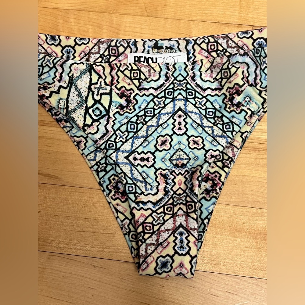 Beach Riot Very Cheeky Bikini Bottom Size Large Geometric Print - Picture 3 of 10